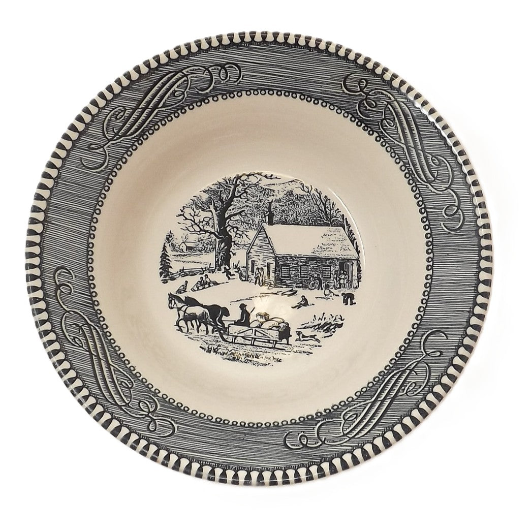 10" Bol à légumes rond – Currier & Ives Bleu - Angleterre