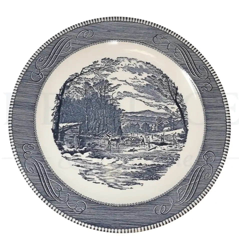 11’’ Chop plate – Currier & Ives Blue - England - Chop plate