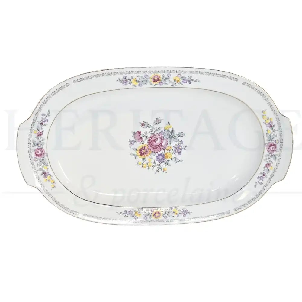 Vintage 15-inch Hep 3 Oval Serving Platter by Graf von Henneberg, made in Germany, featuring the classic Hep 3 pattern.