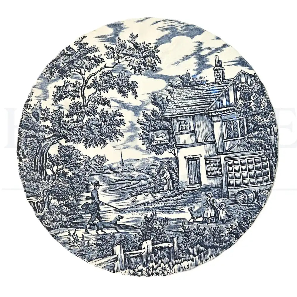 Vintage The Hunter 24-piece dinnerware set by Myott, made in England, including dinner and salad plates, bread & butter plates, bowls, flat cups and saucers.