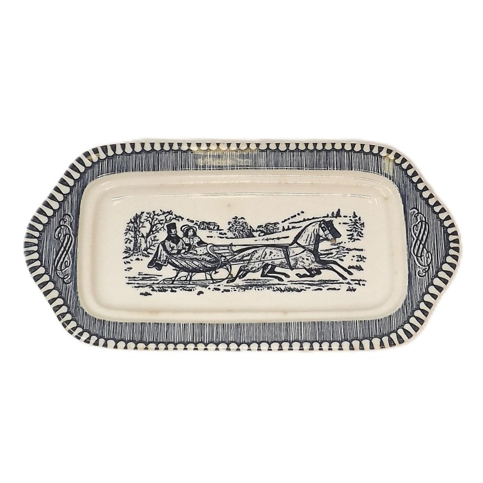 Beurrier sans couvercle – Currier & Ives Blue - Angleterre