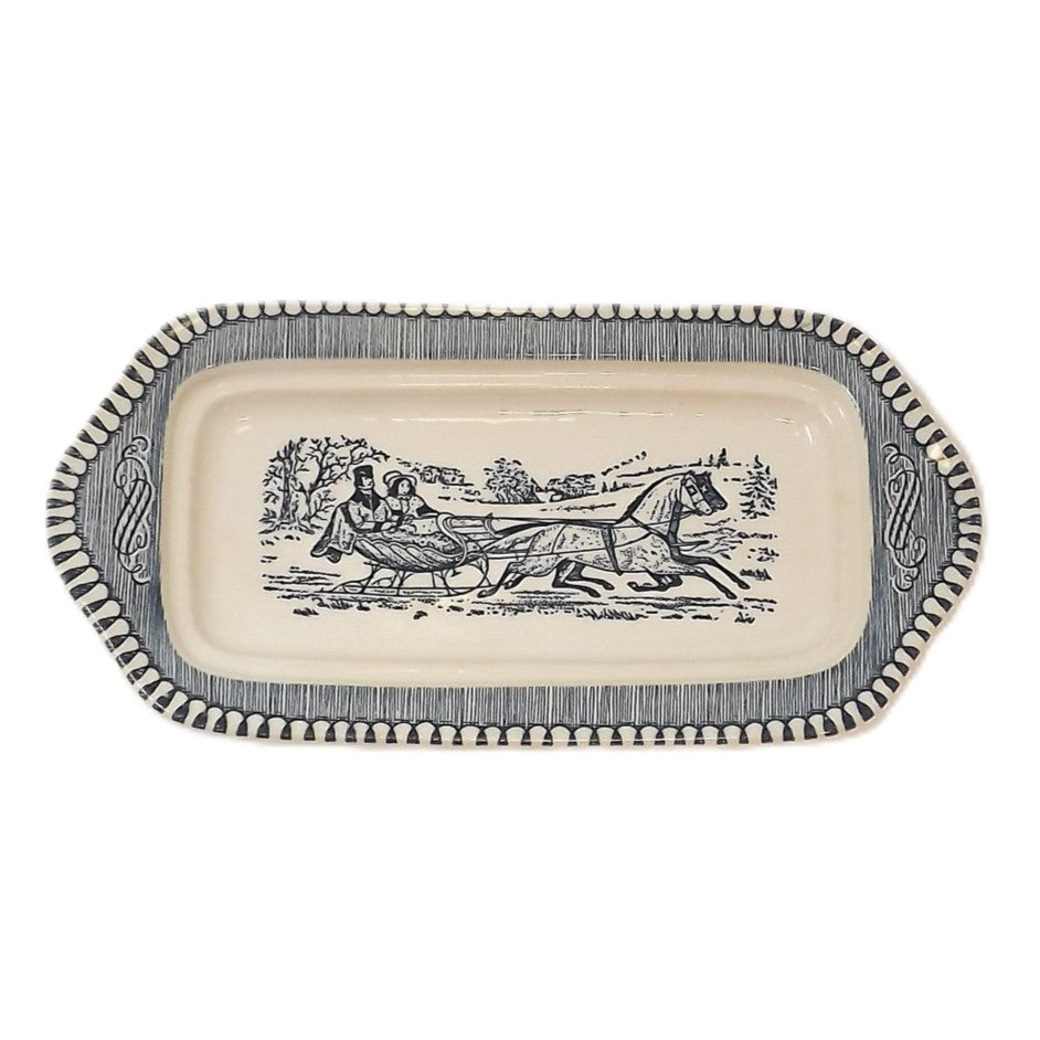 Beurrier sans couvercle – Currier & Ives Blue - Angleterre