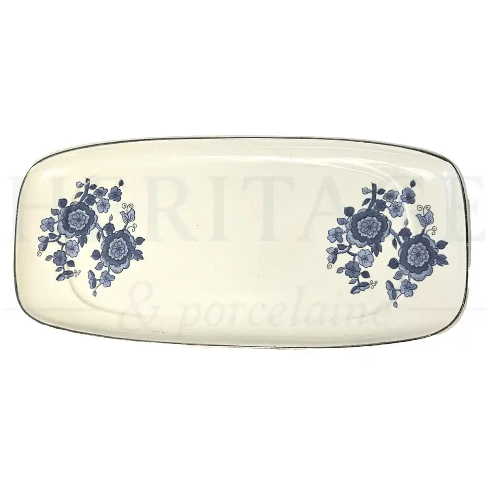Vintage Royal Blue Butter Dish without Lid by Wedgwood Ironstone, made in England, featuring the classic discontinued Royal Blue pattern.