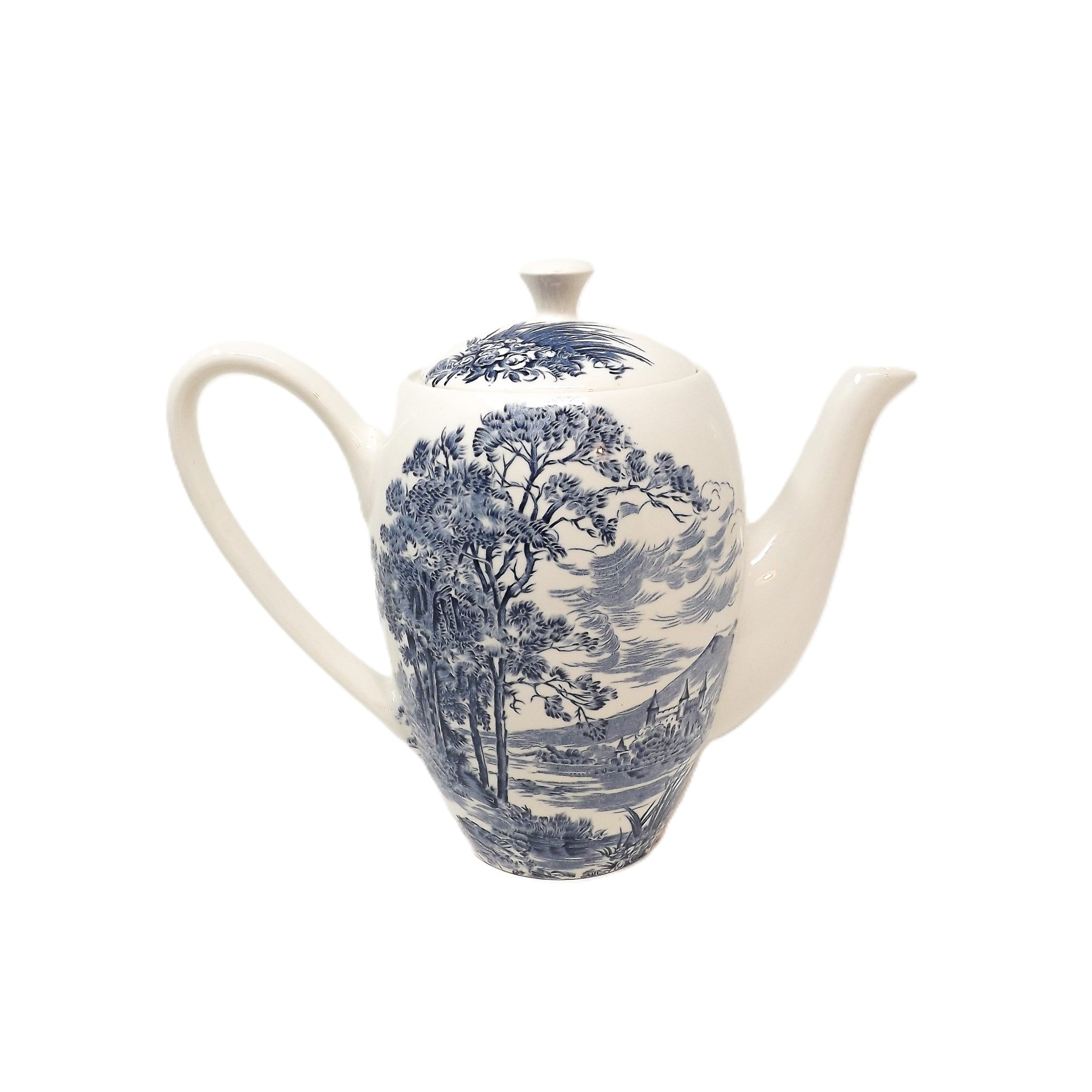 Cafetière avec couvercle - Country Side White & Blue - Angleterre