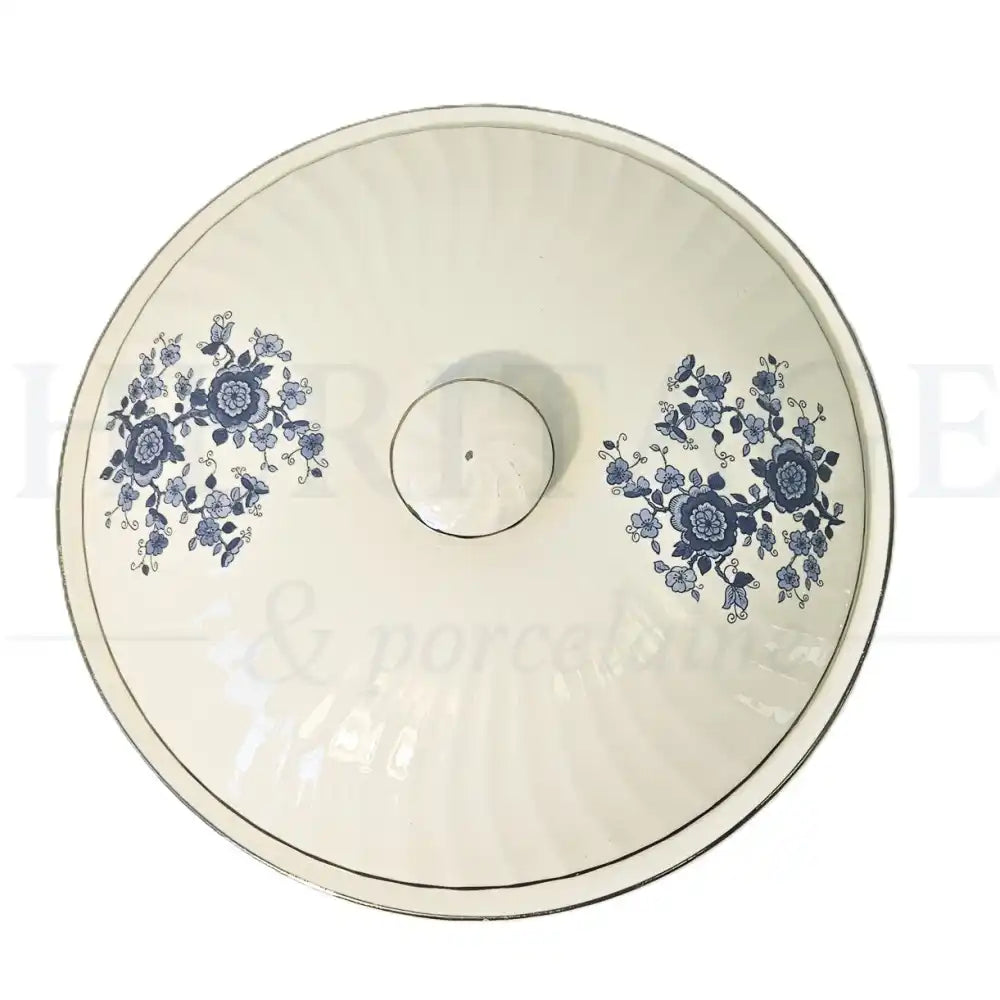Vintage Royal Blue Covered Vegetable Bowl by Wedgwood Ironstone, made in England, featuring the classic discontinued Royal Blue pattern.