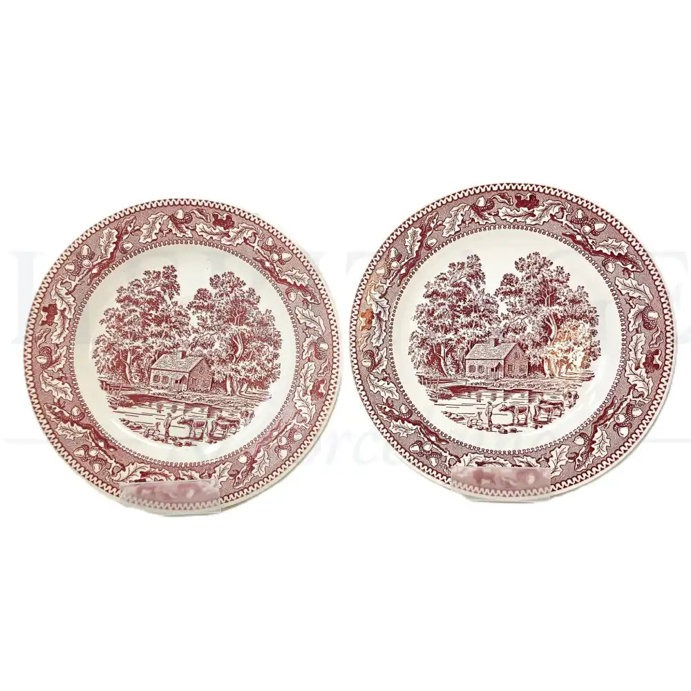 Vintage Royal USA Memory Lane Pink dinner plate, made in the USA, featuring the classic pink floral pattern.