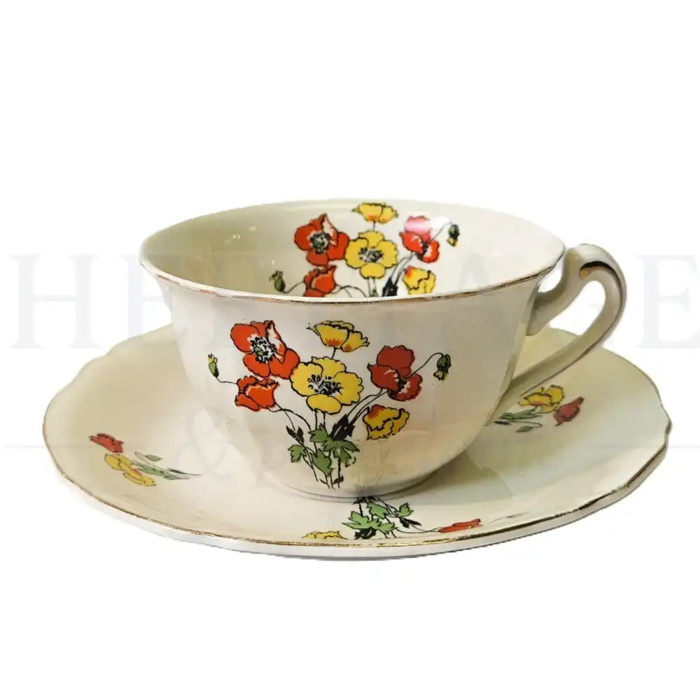 Vintage Royal Marigold Flat Cup & Saucer Set by Alfred Meakin, England. Discontinued set, ideal for replacing missing pieces or completing your collection.