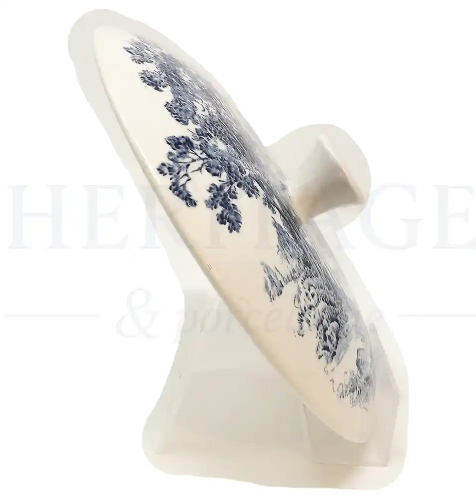Lid Of Covered Vegetable Bowl - Country Side White & Blue - England - Covered Vegetable Bowl