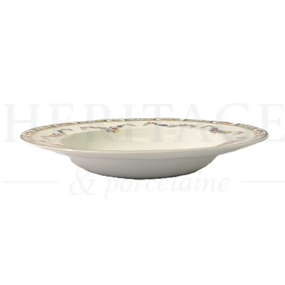 Johnson Brothers Arundale soup bowl featuring a classic floral pattern.