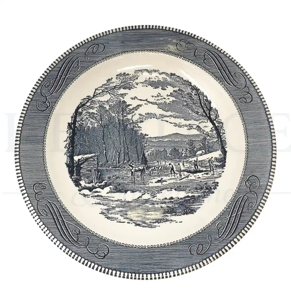 12’’ Chop plate – Currier & Ives Blue - England - Chop plate