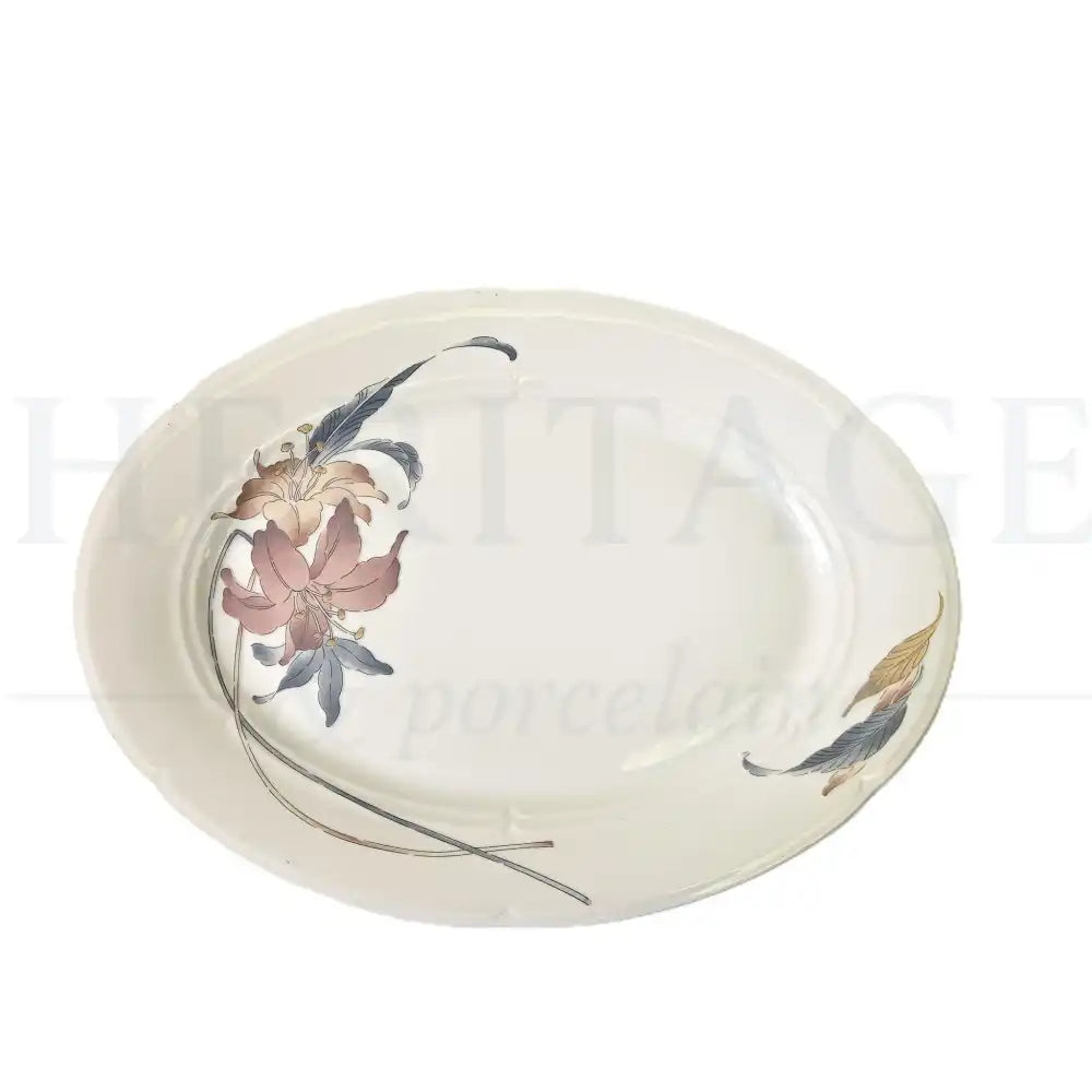 Fine China of Japan Anatole 12" oval serving platter featuring an elegant vintage decorative pattern.
