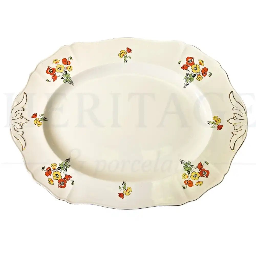 Alfred Meakin Royal Marigold 14" oval serving platter featuring a classic vintage decorative pattern.