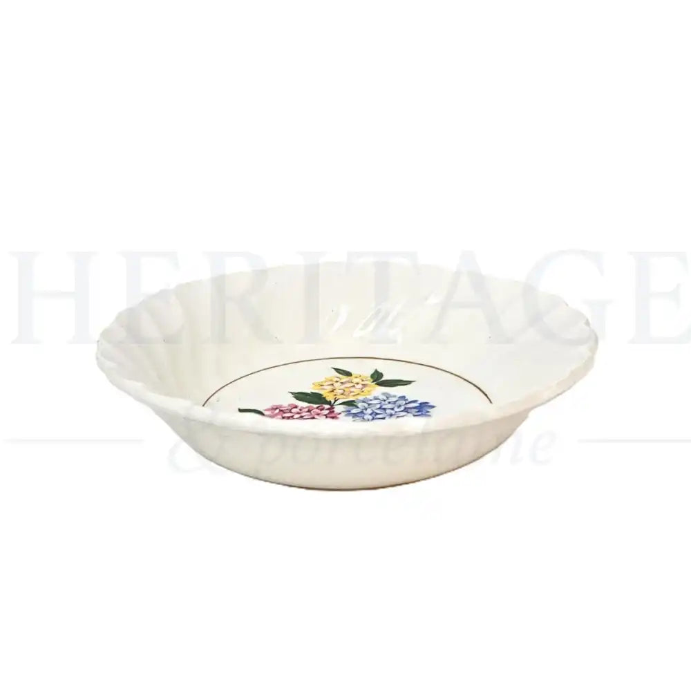 Vintage Hydrangea 16-piece dinnerware set by Myott Staffordshire, made in England, with dinner plates, fruit & dessert bowls, bread & butter plates and soup bowls.