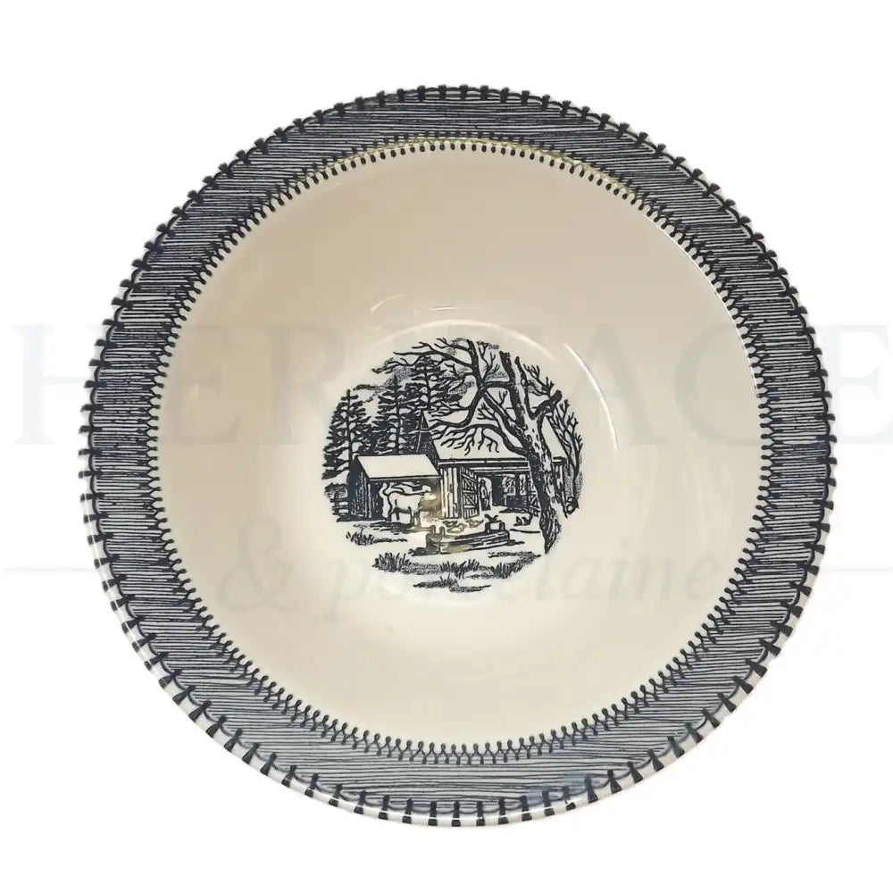 9’’ Oval Vegetable Bowl – Currier & Ives Blue - England - Vegetable Bowl