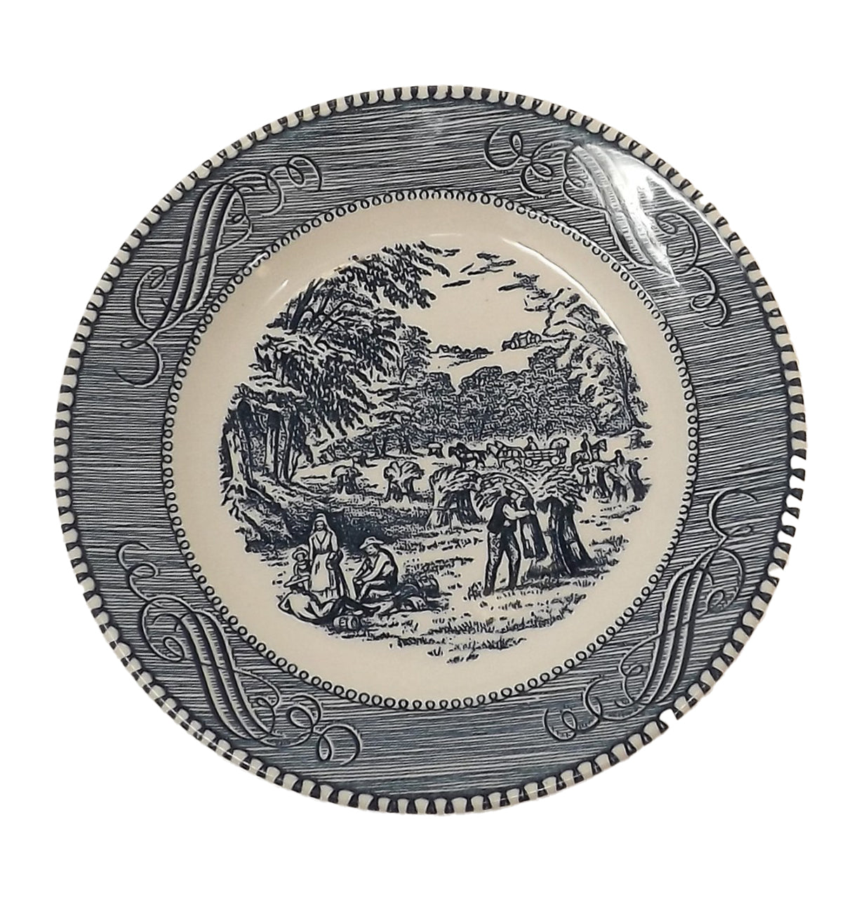 Assiette à pain et beurre – Currier & Ives Bleu - Angleterre