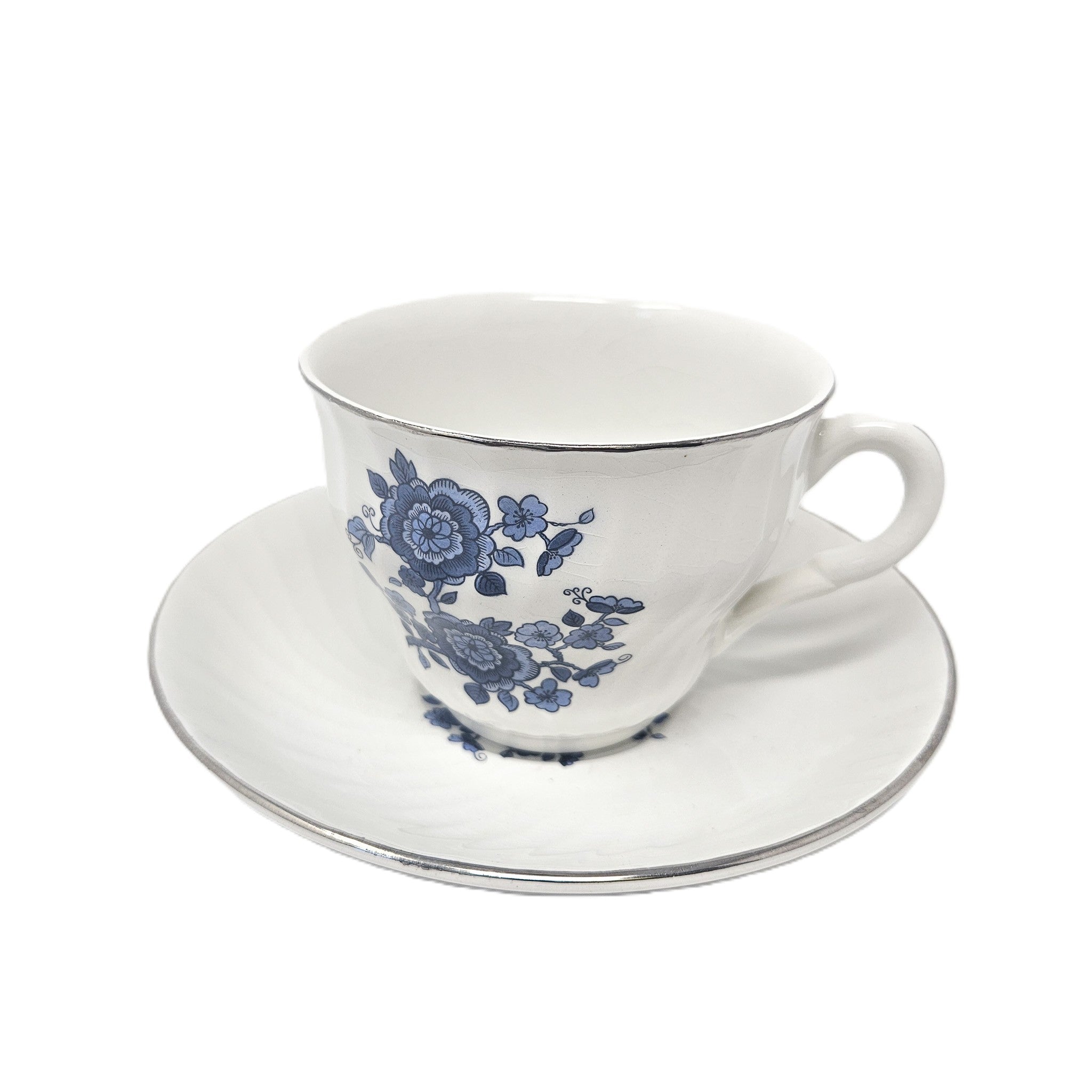 Flat Cup & Saucer Set - Royal Blue - England