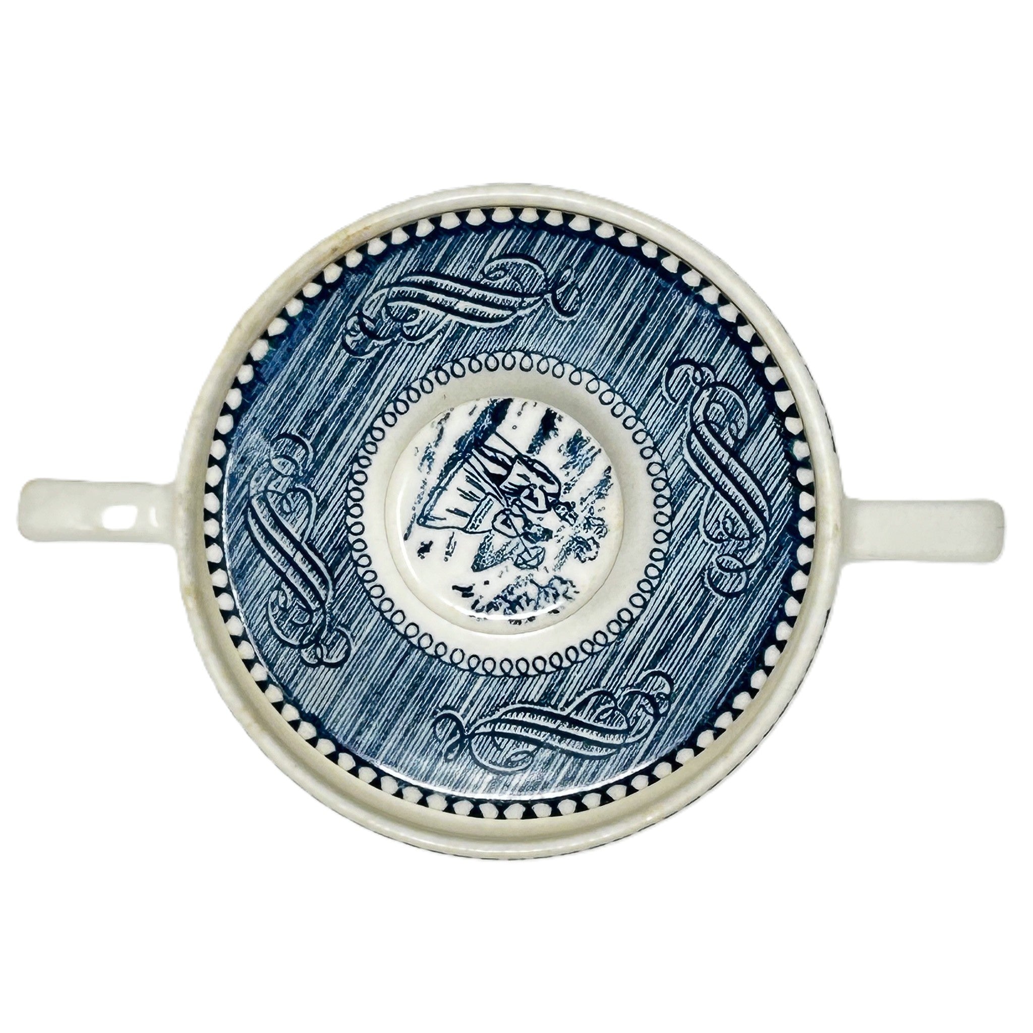 Sucrier avec couvercle – Currier & Ives Blue - Angleterre