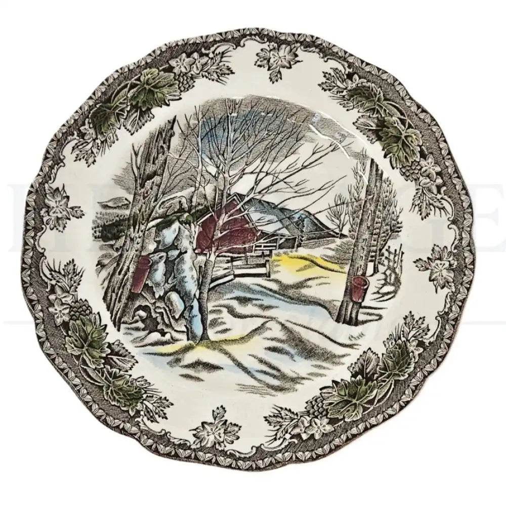 Vintage Johnson Brothers Friendly Village bread & butter plate, made in England, featuring the classic scenic pattern.