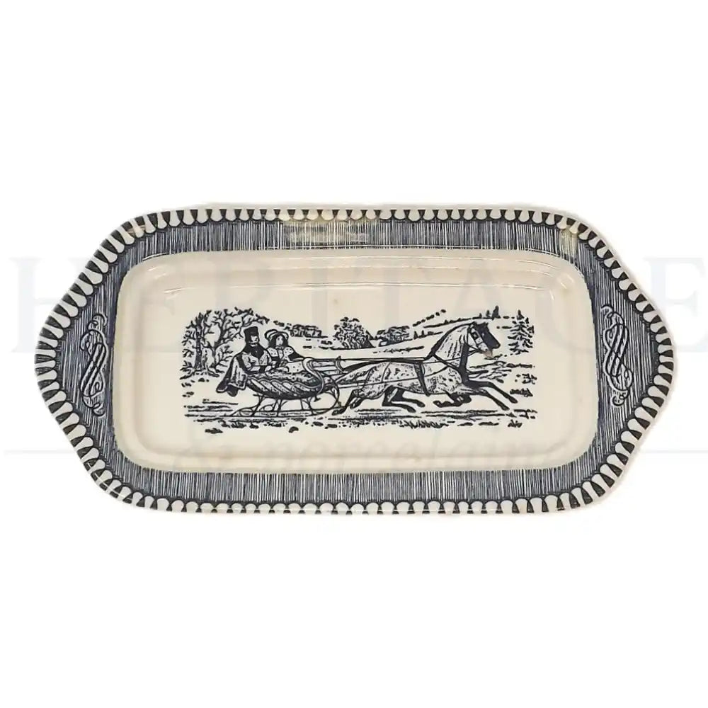 Butter Dish No Lid – Currier & Ives Blue - England - Butter Dish