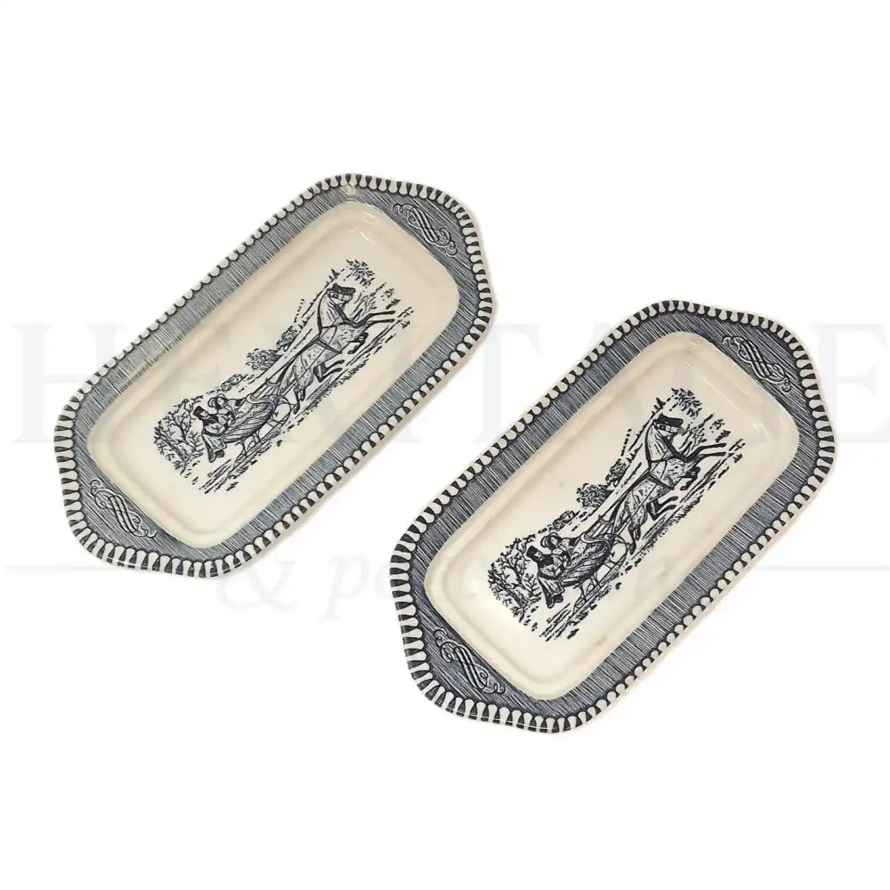 Butter Dish No Lid – Currier & Ives Blue - England - Butter Dish