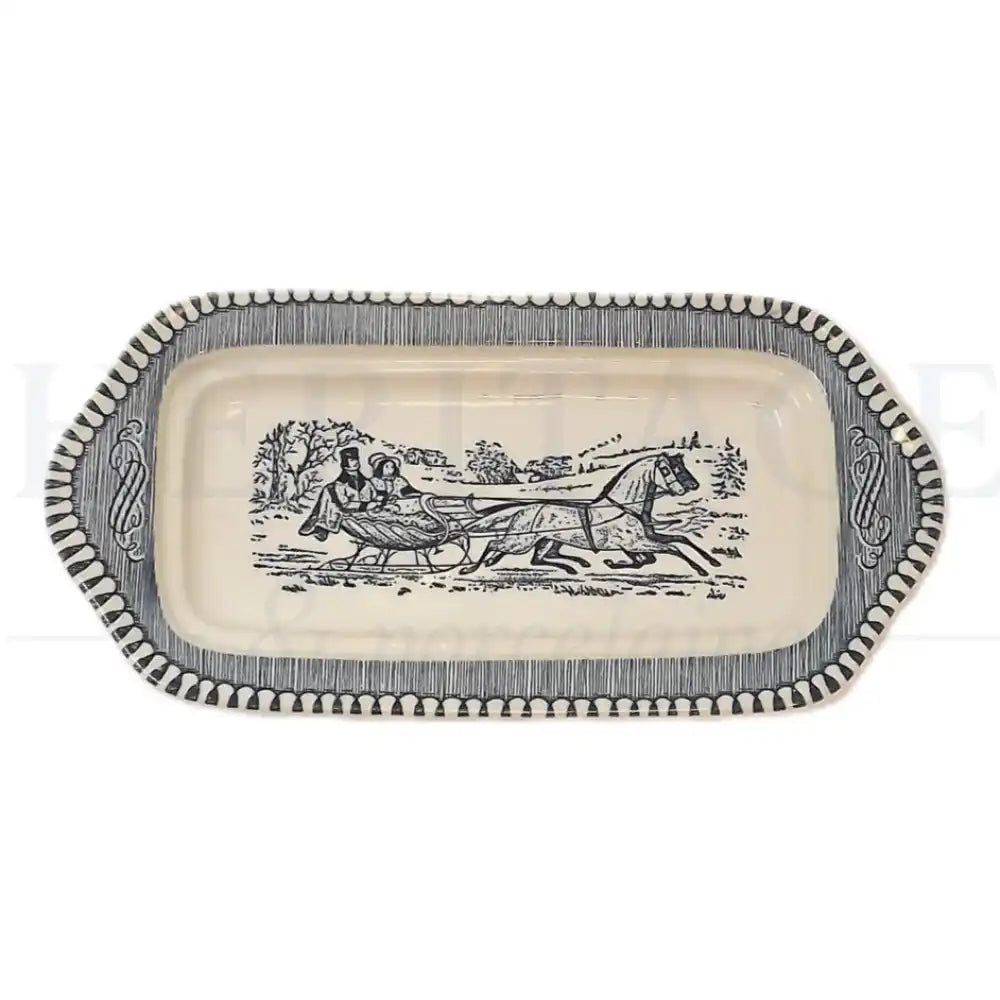 Butter Dish No Lid – Currier & Ives Blue - England - Butter Dish