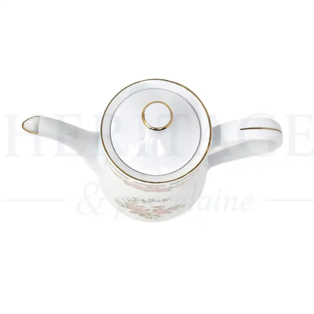 Vintage Floral Mist Coffee Pot with Lid by Fairfield, made in Japan, featuring the delicate floral design of the discontinued Floral Mist pattern.