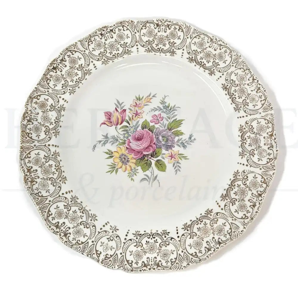 Vintage Golden Fragrance Dinner Plate by Canonsburg, made in the USA, featuring the classic discontinued Golden Fragrance pattern.