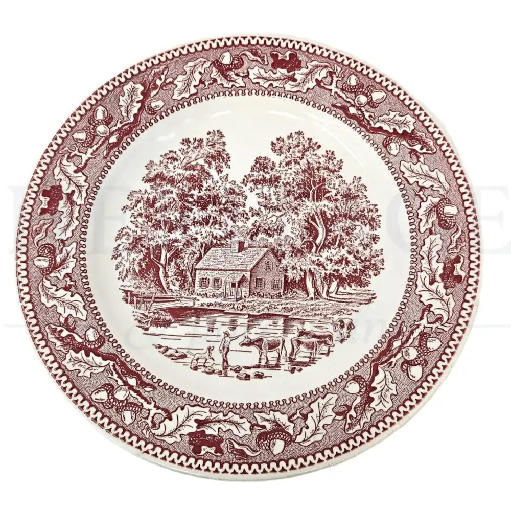 Vintage Royal USA Memory Lane Pink dinner plate, made in the USA, featuring the classic pink floral pattern.