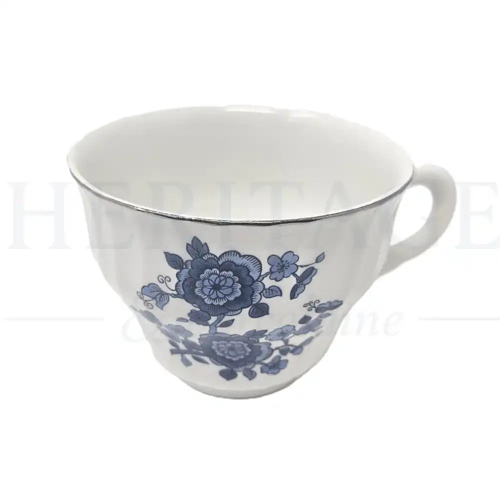 Vintage Royal Blue Flat Cup by Wedgwood Ironstone, made in England, featuring the classic discontinued Royal Blue pattern.