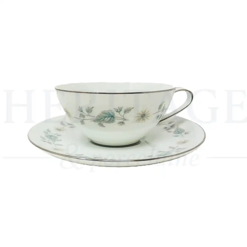 Vintage Wellesley Flat Cup & Saucer Set by Noritake, made in Japan, featuring the classic Wellesley pattern.