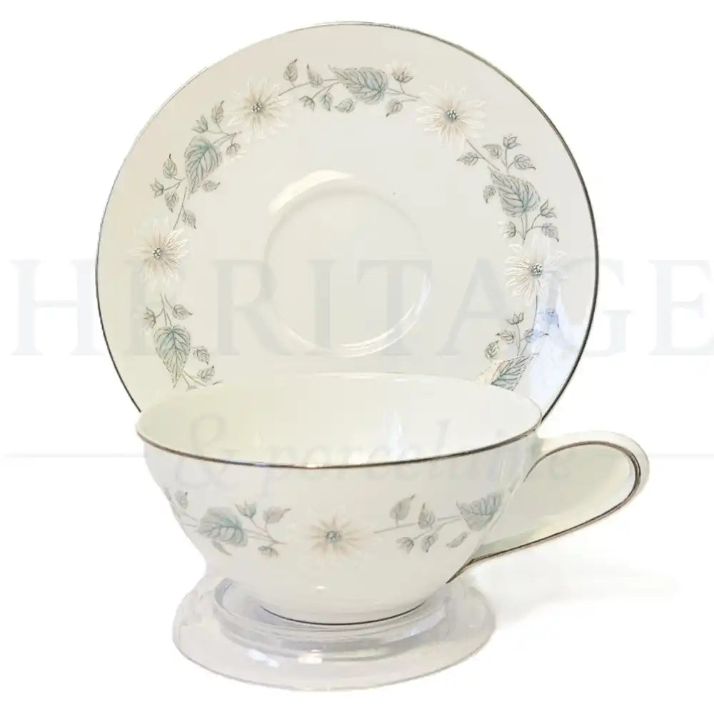 Vintage Wellesley Flat Cup & Saucer Set by Noritake, made in Japan, featuring the classic Wellesley pattern.