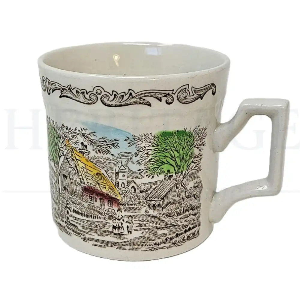 Vintage Kensington Staffords Shakespeare's Sonnets flat cup with lid, made in England, featuring the classic Shakespeare's Sonnets pattern.