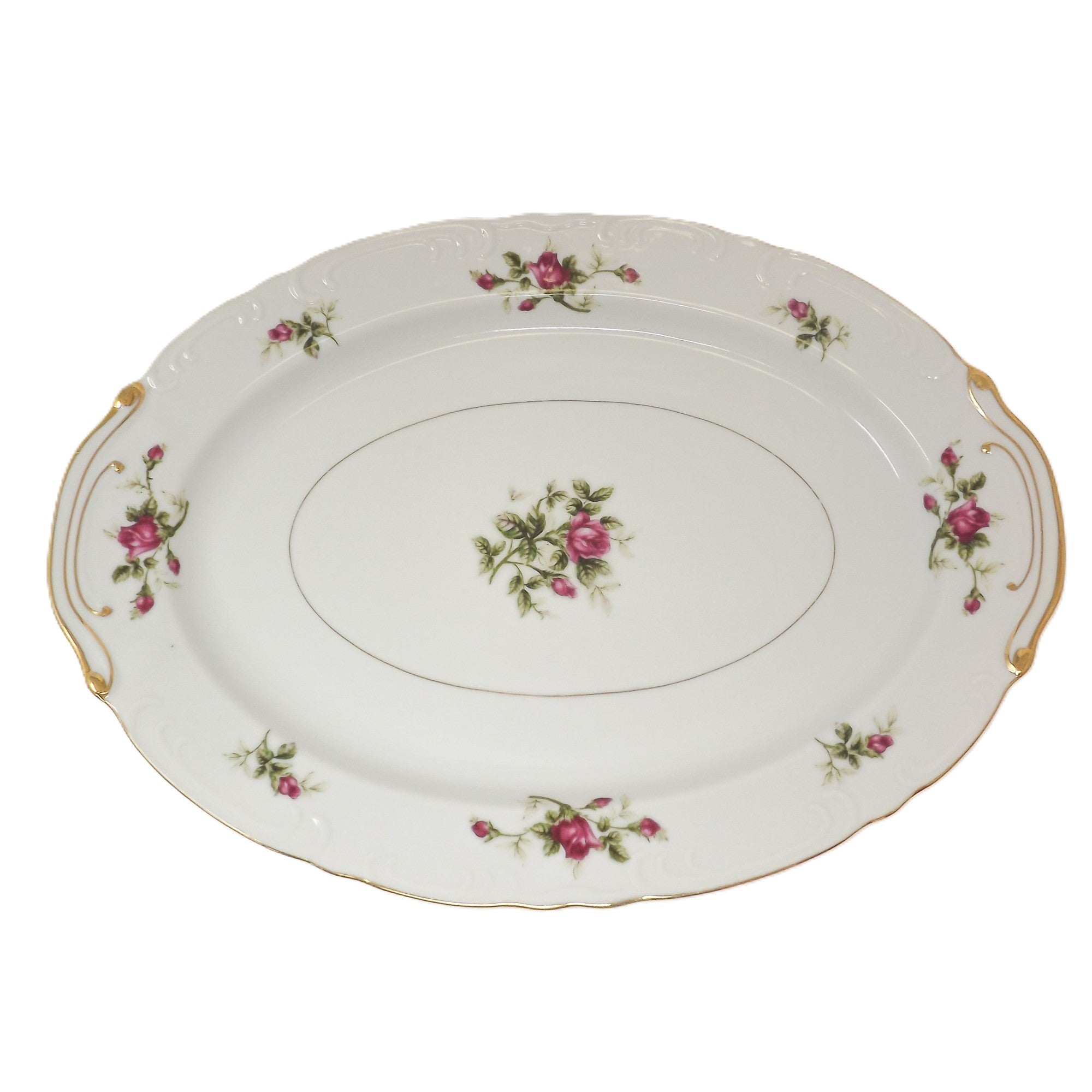 16 1/8" Plat de service ovale – Dresden Rose - Japon