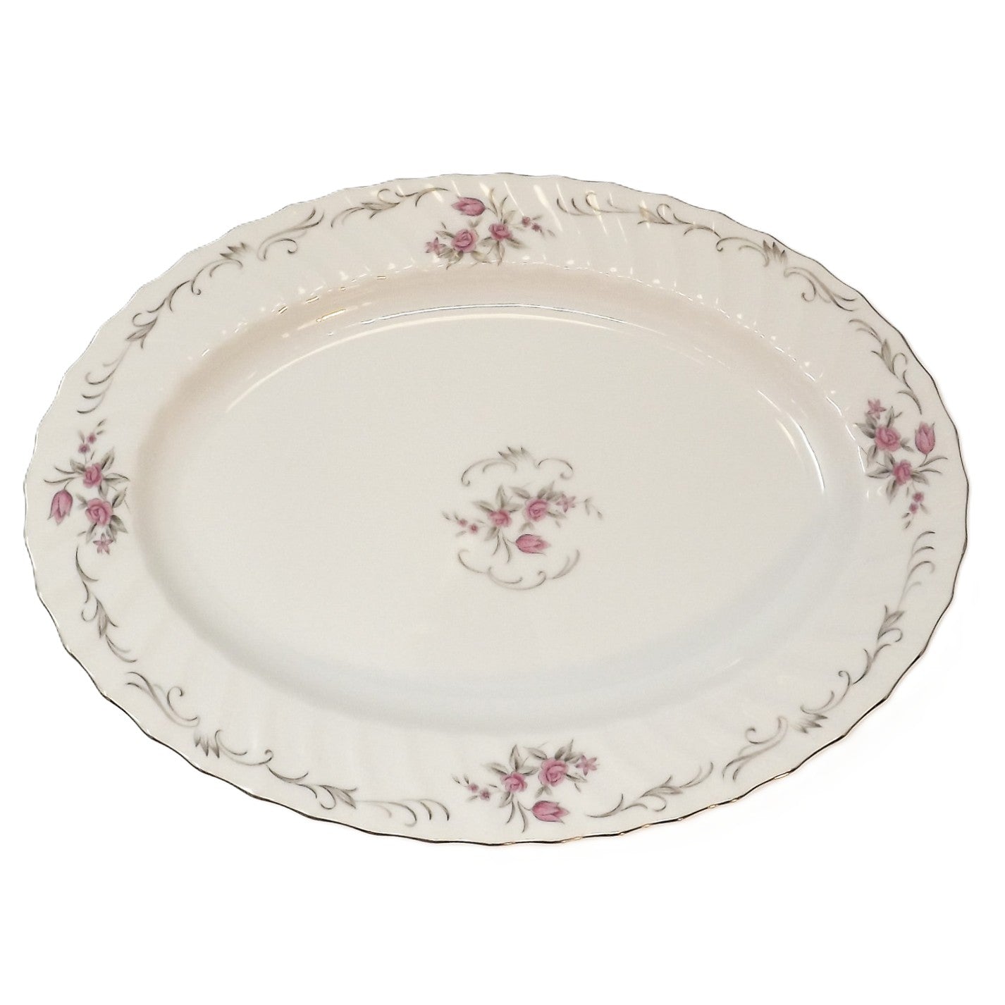 12 3/32" Plat de service ovale – Château Rose - Japon