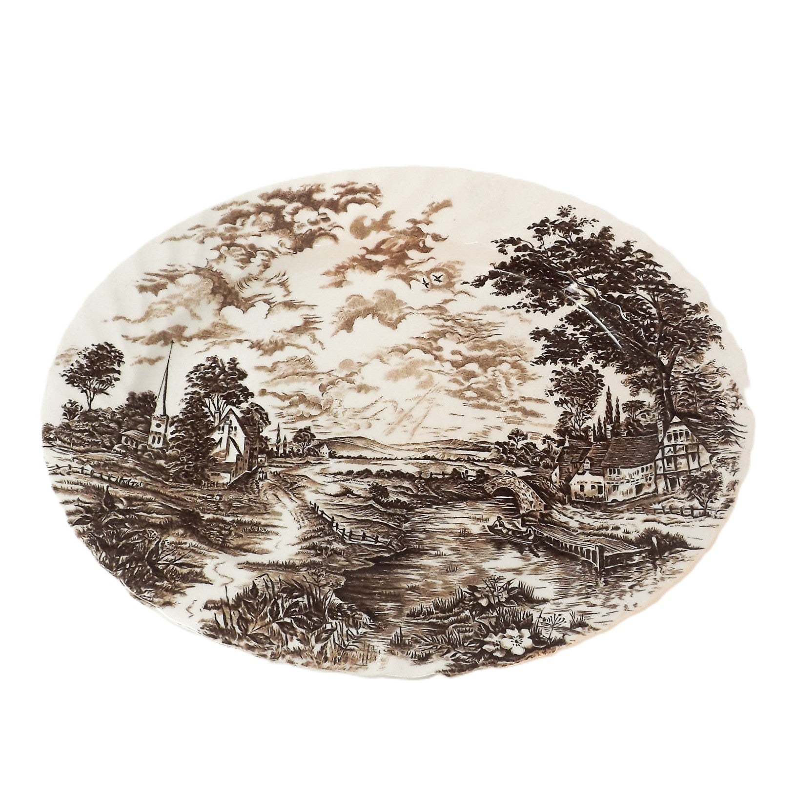 14 1/8" Plat de service ovale – Country Days Brown - Angleterre