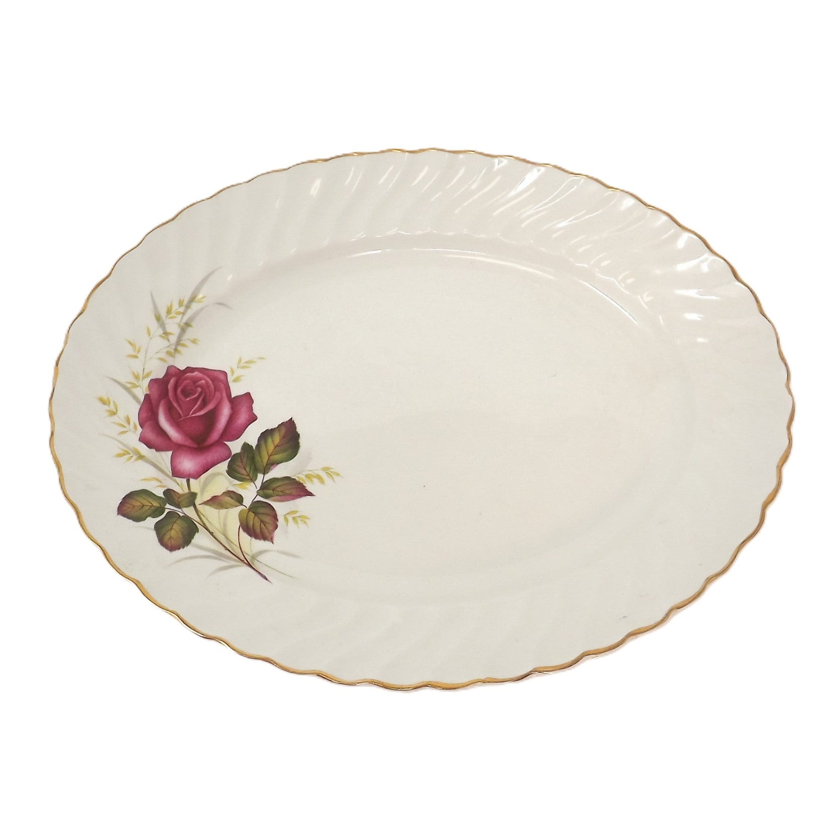 12" Plat de service ovale – Anniversary Rose - Angleterre