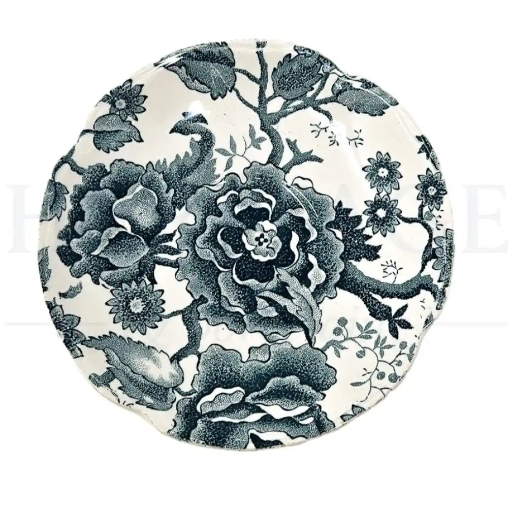 Vintage English Chippendale Green Saucer by Johnson Brothers, made in England, featuring the classic discontinued green pattern.