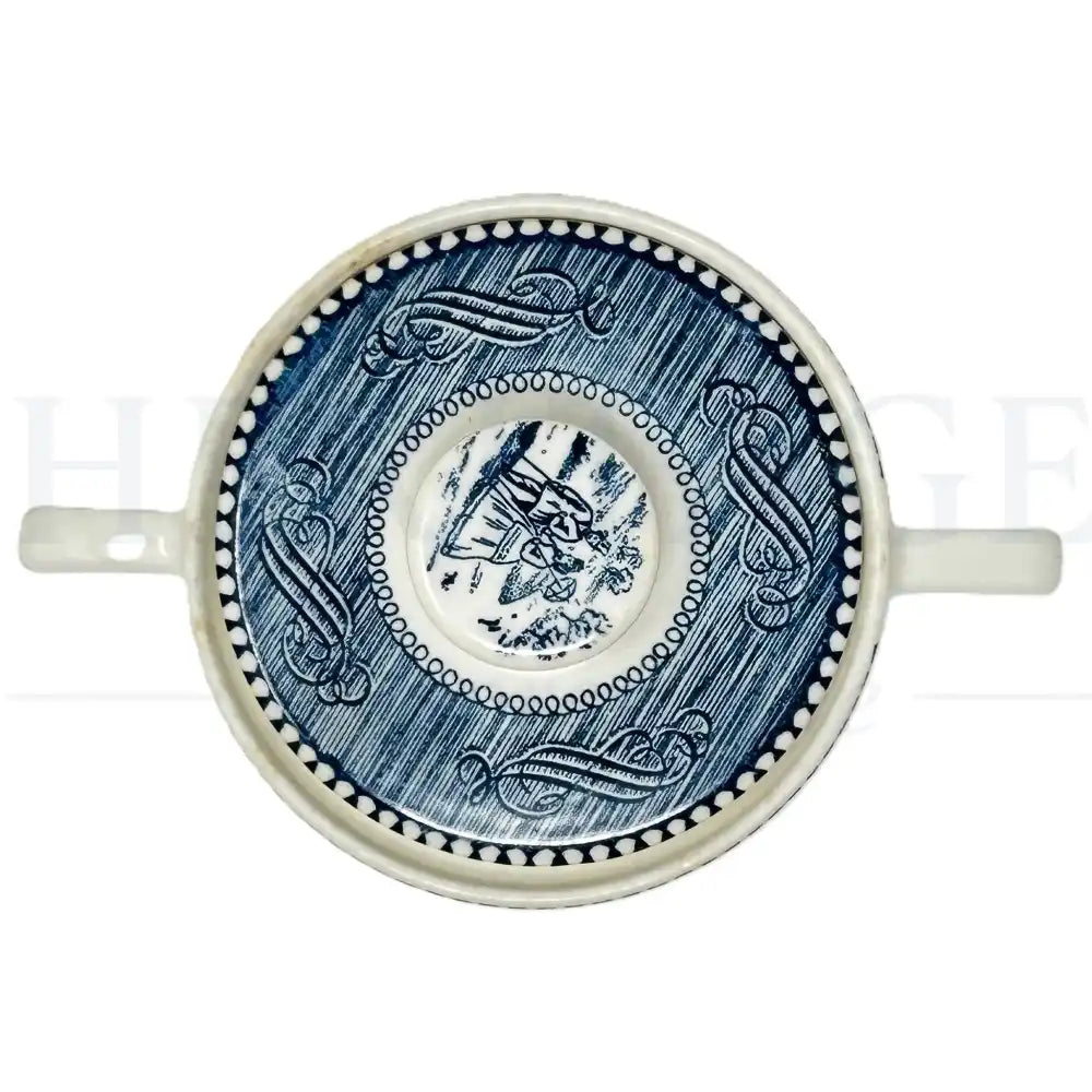 Sugar Bowl & Lid – Currier & Ives Blue - England - Sugar Bowl
