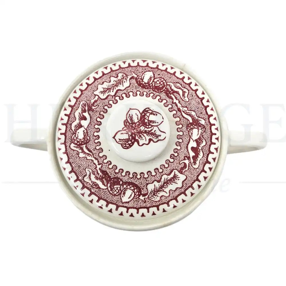 Vintage Royal USA Memory Lane Pink sugar bowl with lid, made in the USA, featuring the classic pink floral pattern.